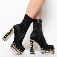 AZALEA WANG NOTICE ME CHUNKY BOOTIE IN BLACK -Sewing Down South shop azalea wang notice me chunky bootie in black black 4 4