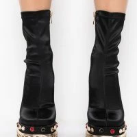 AZALEA WANG NOTICE ME CHUNKY BOOTIE IN BLACK -Sewing Down South shop azalea wang notice me chunky bootie in black black 5 5