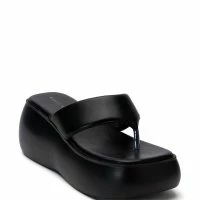 AZALEA WANG ODETTE PU FLATFROM SANDAL IN BLACK -Sewing Down South shop azalea wang odette pu flatfrom sandal in black black 3 3 c1
