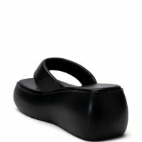 AZALEA WANG ODETTE PU FLATFROM SANDAL IN BLACK -Sewing Down South shop azalea wang odette pu flatfrom sandal in black black 4 4 c1