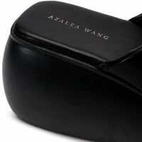 AZALEA WANG ODETTE PU FLATFROM SANDAL IN BLACK -Sewing Down South shop azalea wang odette pu flatfrom sandal in black black 5 5 c1