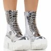 AZALEA WANG OLYMPIA SILVER CHUNKY BOOTIE