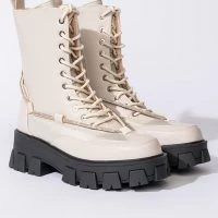 AZALEA WANG ON THE MOVE FLATFORM BOOTIE IN BONE -Sewing Down South shop azalea wang on the move flatform bootie in bone bone 4 4