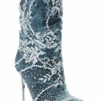 AZALEA WANG OPAL DENIM AND DIAMOND STILETTO BOOT -Sewing Down South shop azalea wang opal denim and diamond stiletto boot denim 5 5