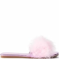 AZALEA WANG PAISLEY FLAT FEATHER SANDAL IN PINK