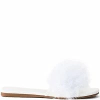 AZALEA WANG PAISLEY FLAT FEATHER SANDAL IN WHITE