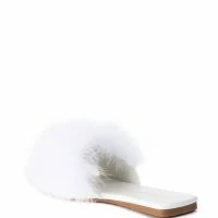 AZALEA WANG PAISLEY FLAT FEATHER SANDAL IN WHITE -Sewing Down South shop azalea wang paisley flat feather sandal in white white 4 4