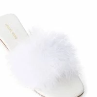 AZALEA WANG PAISLEY FLAT FEATHER SANDAL IN WHITE -Sewing Down South shop azalea wang paisley flat feather sandal in white white 6 6