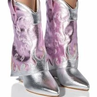 AZALEA WANG PARTY IN THE USA FOLD OVER WESTERN BOOT IN METALLIC