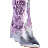 AZALEA WANG PARTY IN THE USA FOLD OVER WESTERN BOOT IN METALLIC -Sewing Down South shop azalea wang party in the usa fold over western boot in metallic silver 3 3