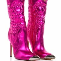 AZALEA WANG PASSION METALLIC WESTERN STILETTO BOOTIE IN FUCHSIA