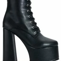 AZALEA WANG PRECIOUS CHUNKY LACE UP BOOT IN BLACK -Sewing Down South shop azalea wang precious chunky lace up boot in black black 5 5