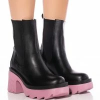 AZALEA WANG PRIMROSE PURPLE SOLE CHUNKY BOOTS IN BLACK
