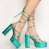 AZALEA WANG PUSH YOUR LIMIT CHUNKY SANDAL IN GREEN