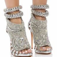 AZALEA WANG PUSHER EMBELLISHED SANDAL IN SILVER