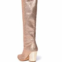 AZALEA WANG RAISE THE BAR EMBELLISHED WESTERN BOOT IN NUDE -Sewing Down South shop azalea wang raise the bar embellished western boot in nude nude 5 5