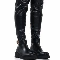 AZALEA WANG REAGAN KNEE HIGH FLAT BOOT IN BLACK