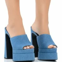 AZALEA WANG RHEYA CHUNKY MULE IN DENIM