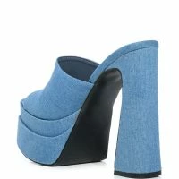 AZALEA WANG RHEYA CHUNKY MULE IN DENIM -Sewing Down South shop azalea wang rheya chunky mule in denim denim 4 4