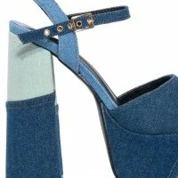 AZALEA WANG RHEYA CHUNKY SANDAL IN MIXED DENIM -Sewing Down South shop azalea wang rheya chunky sandal in mixed denim denim 5 5