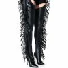 AZALEA WANG RIDE AT DAWN BELTED THIGH HIGH STILETTO FRINGE CHAP BOOT WITH 4 WAY STRETCH