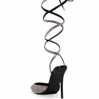 AZALEA WANG RISS BLING LACE UP PUMP IN BLACK -Sewing Down South shop azalea wang riss bling lace up pump in black black 4 4