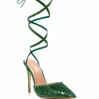 AZALEA WANG RISS BLING LACE UP PUMP IN GREEN -Sewing Down South shop azalea wang riss bling lace up pump in green green 3 3