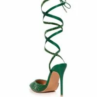 AZALEA WANG RISS BLING LACE UP PUMP IN GREEN -Sewing Down South shop azalea wang riss bling lace up pump in green green 4 4