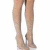 AZALEA WANG ROXY RHINESTONE THIGH HIGH STILETTO BOOT IN NUDE