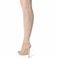 AZALEA WANG ROXY RHINESTONE THIGH HIGH STILETTO BOOT IN NUDE -Sewing Down South shop azalea wang roxy rhinestone thigh high stiletto boot in nude nude 4 4