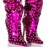 AZALEA WANG RUN THIS TOWN EMBELLISHED METALLIC BOOTIE IN FUCHSIA