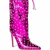 AZALEA WANG RUN THIS TOWN EMBELLISHED METALLIC BOOTIE IN FUCHSIA -Sewing Down South shop azalea wang run this town embellished metallic bootie in fuchsia fuchsia 5 5