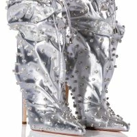AZALEA WANG RUN THIS TOWN EMBELLISHED METALLIC BOOTIE IN SILVER