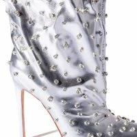 AZALEA WANG RUN THIS TOWN EMBELLISHED METALLIC BOOTIE IN SILVER -Sewing Down South shop azalea wang run this town embellished metallic bootie in silver silver 7 7