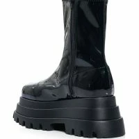 AZALEA WANG RUSH PATENT FLATFROM BOOT IN BLACK -Sewing Down South shop azalea wang rush patent flatfrom boot in black black 4 4