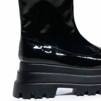 AZALEA WANG RUSH PATENT FLATFROM BOOT IN BLACK -Sewing Down South shop azalea wang rush patent flatfrom boot in black black 5 5