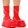 AZALEA WANG RUSH PATENT FLATFROM BOOT IN RED