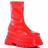 AZALEA WANG RUSH PATENT FLATFROM BOOT IN RED -Sewing Down South shop azalea wang rush patent flatfrom boot in red red 3 3