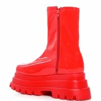 AZALEA WANG RUSH PATENT FLATFROM BOOT IN RED -Sewing Down South shop azalea wang rush patent flatfrom boot in red red 4 4