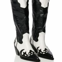 AZALEA WANG SALLY WESTERN BOOTIE IN BLACK WHITE