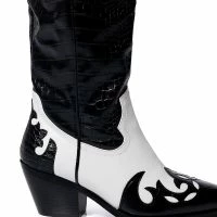 AZALEA WANG SALLY WESTERN BOOTIE IN BLACK WHITE -Sewing Down South shop azalea wang sally western bootie in black white black white 5 5