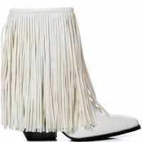 AZALEA WANG SCARLETT CHUNKY WESTERN FRINGE BOOTIE IN WHITE