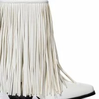 AZALEA WANG SCARLETT CHUNKY WESTERN FRINGE BOOTIE IN WHITE -Sewing Down South shop azalea wang scarlett chunky western fringe bootie in white white 5 5