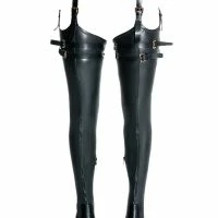 AZALEA WANG SEXY BELTED STRETCH PU STILETTO BOOT WITH 4 WAY STRETCH IN BLACK -Sewing Down South shop azalea wang sexy belted stretch pu stiletto boot in black black 3 3