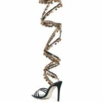 AZALEA WANG SHAKE YA BODY STRAPPY COIN STILETTO SANDAL IN BLACK -Sewing Down South shop azalea wang shake ya body strappy coin stiletto sandal in black black 3 3 c1