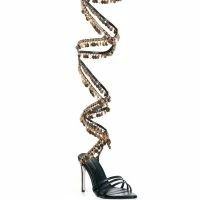 AZALEA WANG SHAKE YA BODY STRAPPY COIN STILETTO SANDAL IN BLACK -Sewing Down South shop azalea wang shake ya body strappy coin stiletto sandal in black black 4 4 c1