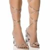 AZALEA WANG SHAWNA LACE UP SANDAL IN SILVER