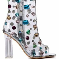 AZALEA WANG SHAYLEIGH EMBELLISHED PVC BOOTIE IN MULTI