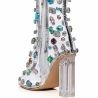 AZALEA WANG SHAYLEIGH EMBELLISHED PVC BOOTIE IN MULTI -Sewing Down South shop azalea wang shayleigh embellished pvc bootie in multi multi 4 4