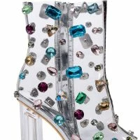 AZALEA WANG SHAYLEIGH EMBELLISHED PVC BOOTIE IN MULTI -Sewing Down South shop azalea wang shayleigh embellished pvc bootie in multi multi 5 5